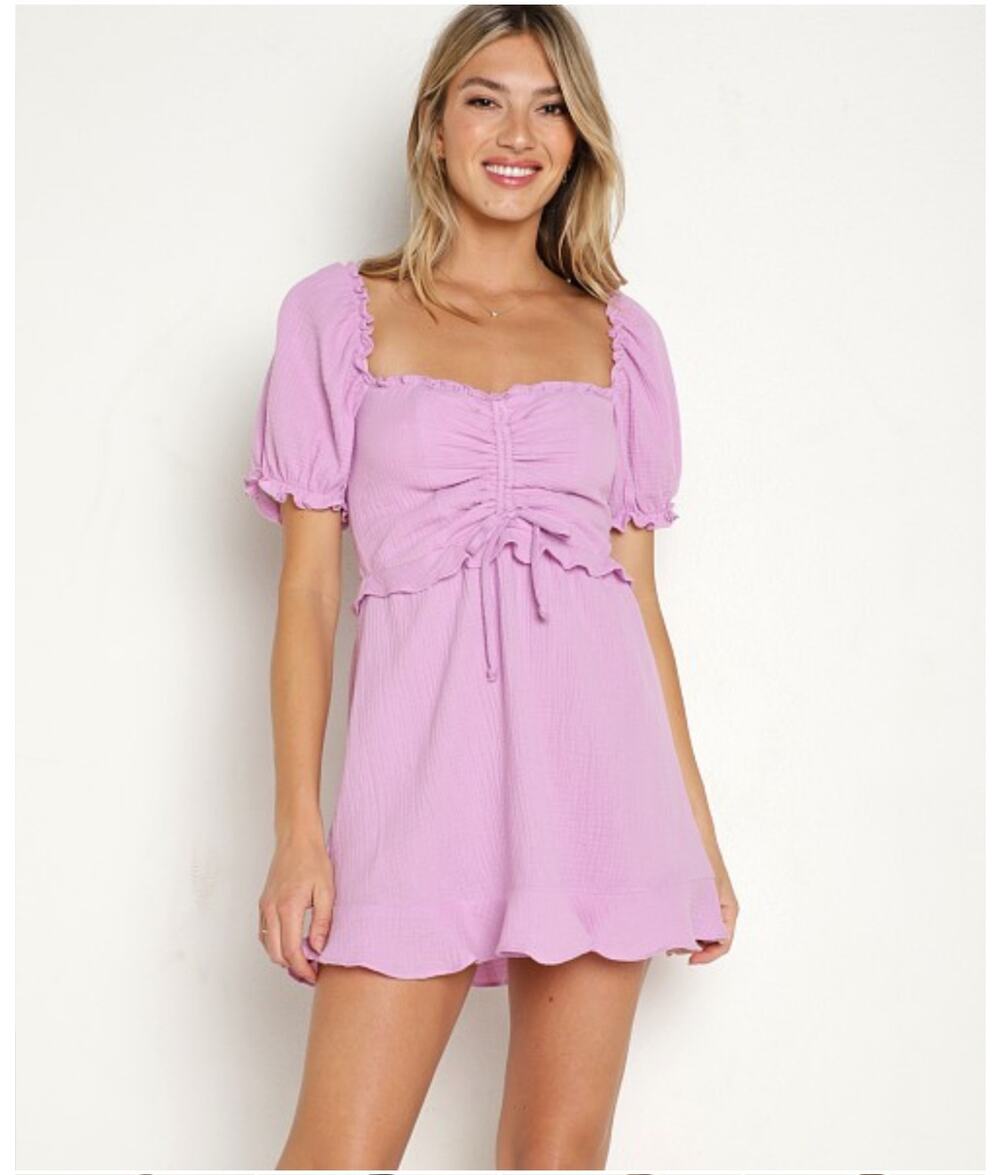 Show Me Your Mumu Sophie Mini Dress Bright Lilac Size S Cotton Gauze